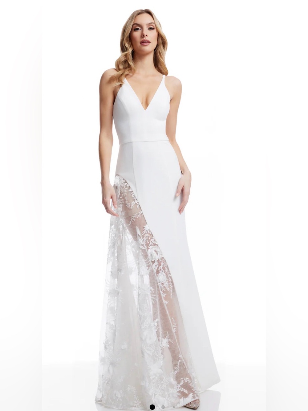 Gianna Lace Panel Crepe EveningGown size S